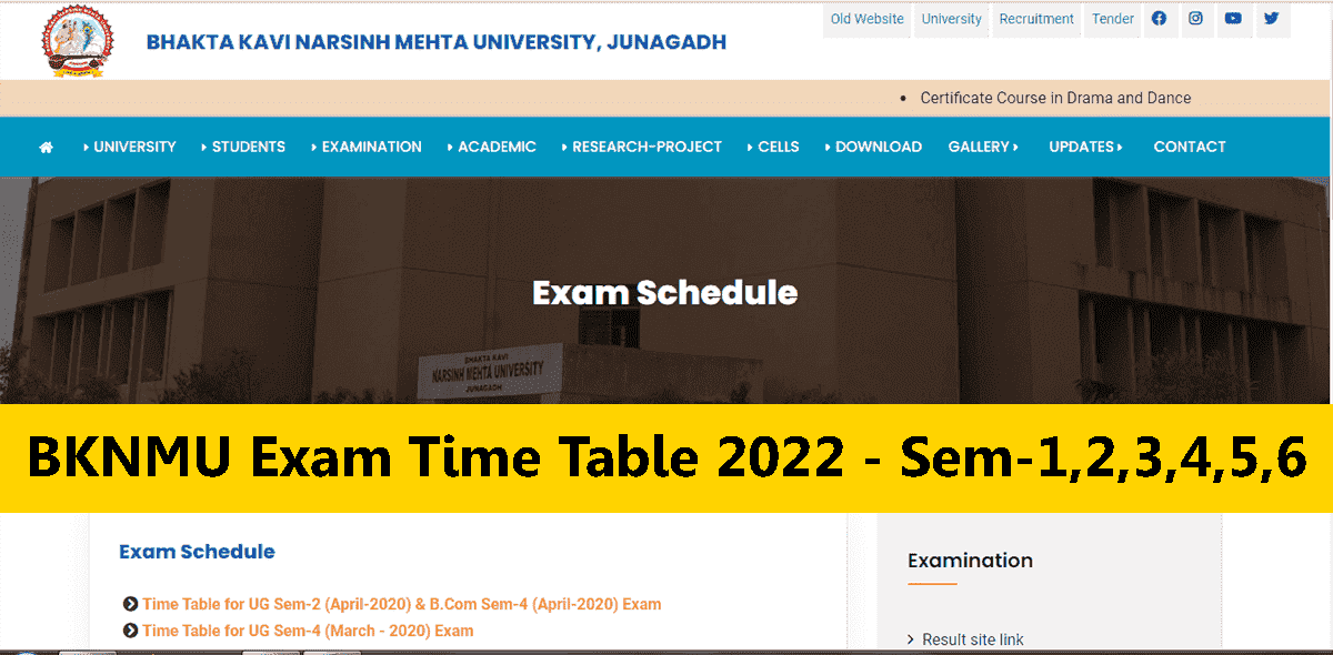 BKNMU Exam Time Table 2022