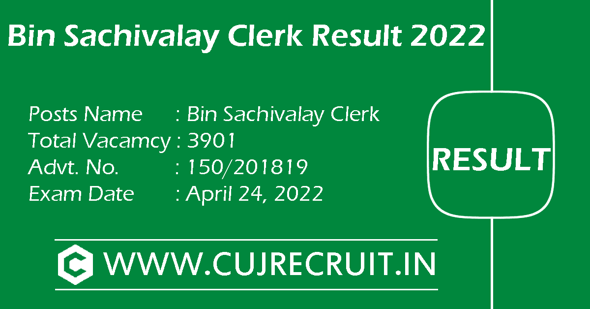 GSSSB Bin Sachivalay Clerk Result 2022