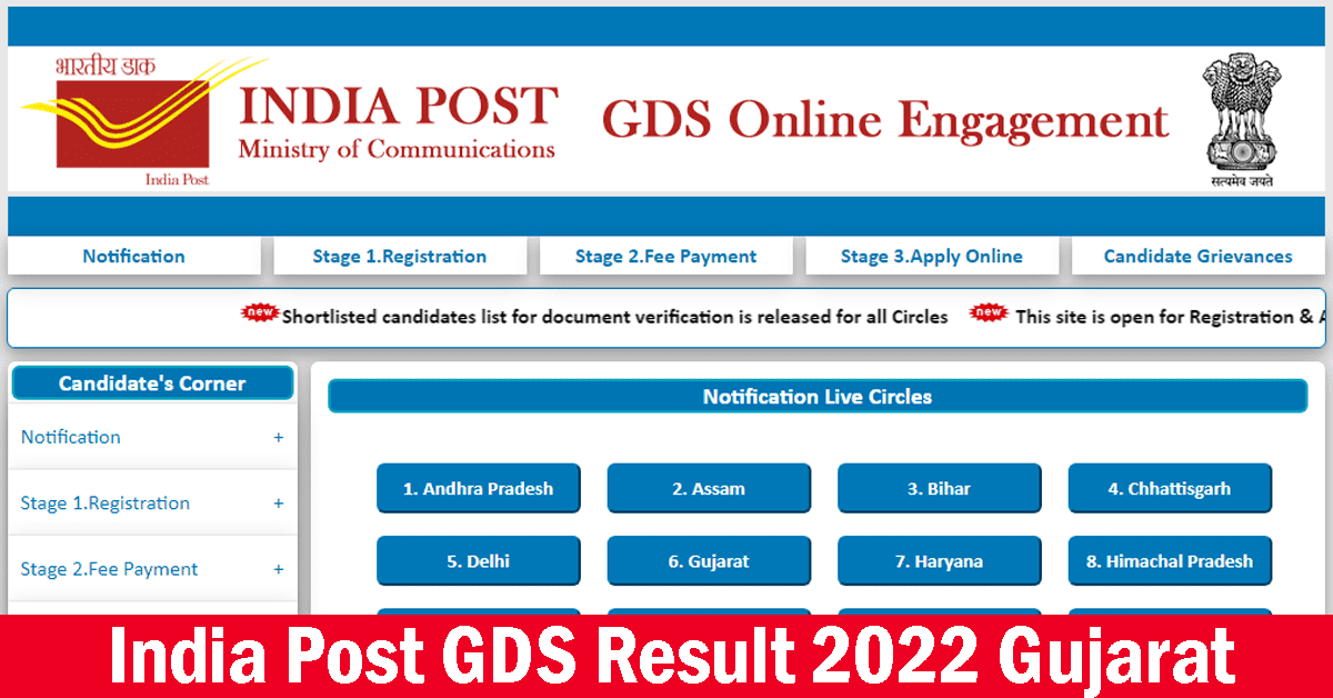 India Post GDS Result 2022 Gujarat